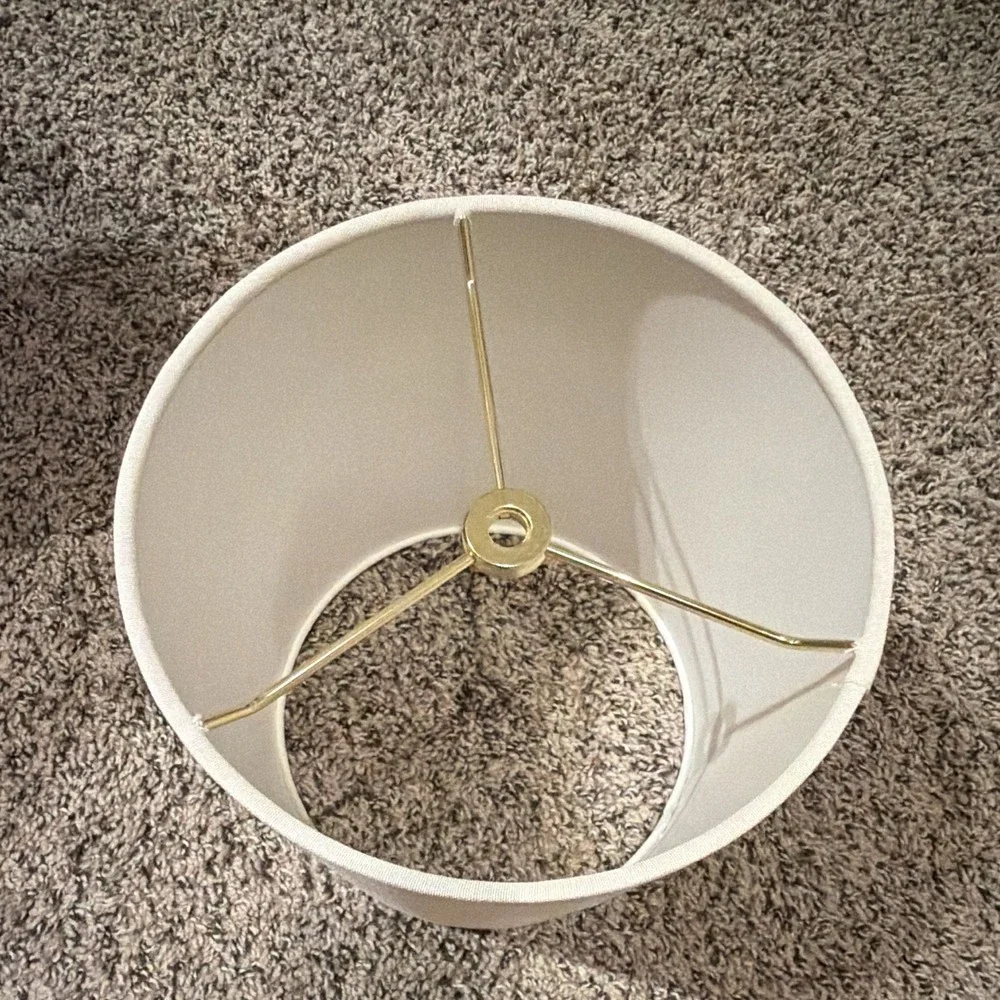 White Drum Lamp Shade Solid Color Fabric & Metal w/ Metal Spider Fitter